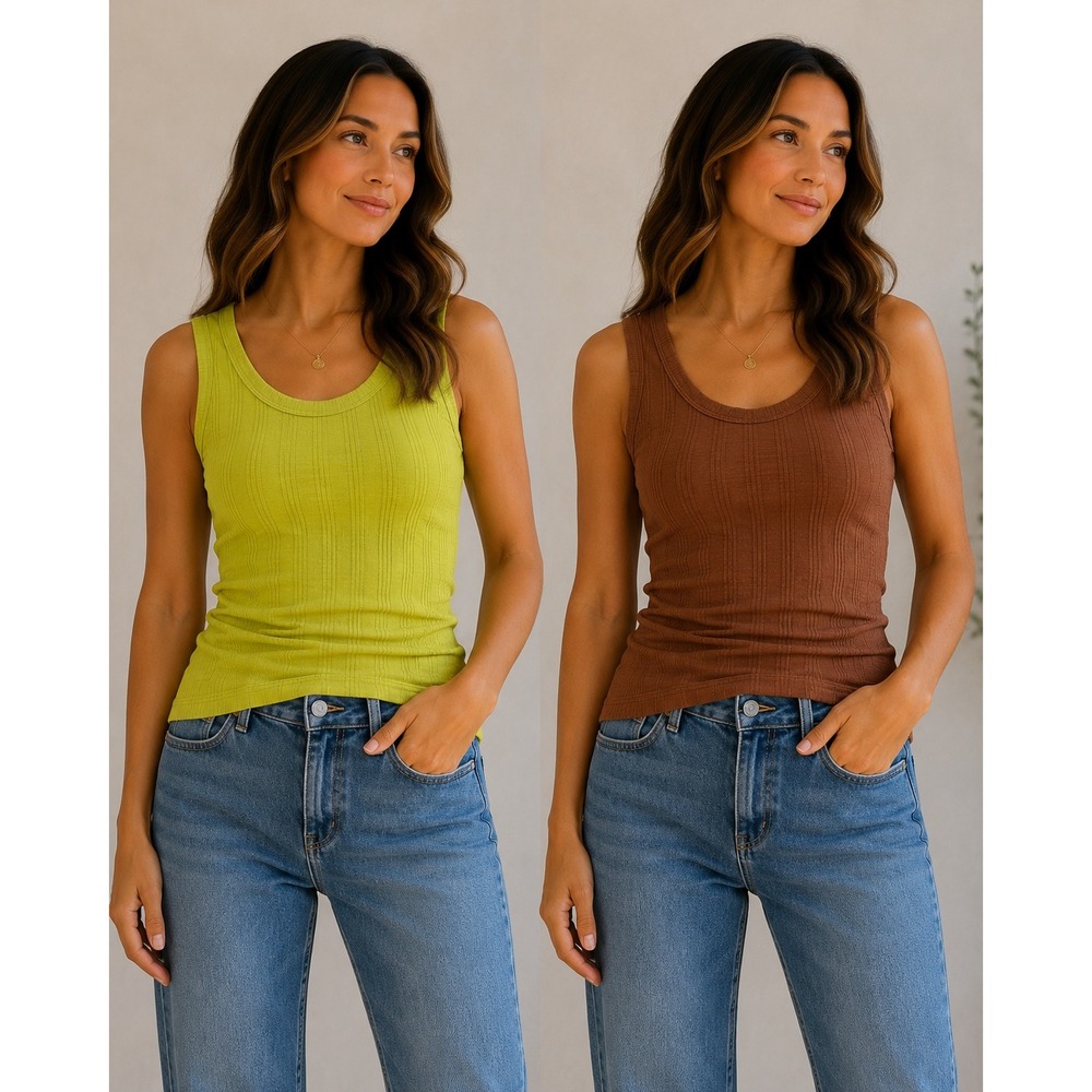 Pilcro Anthropologie Spliced Ribbed Tank Top Bundle of Two Large